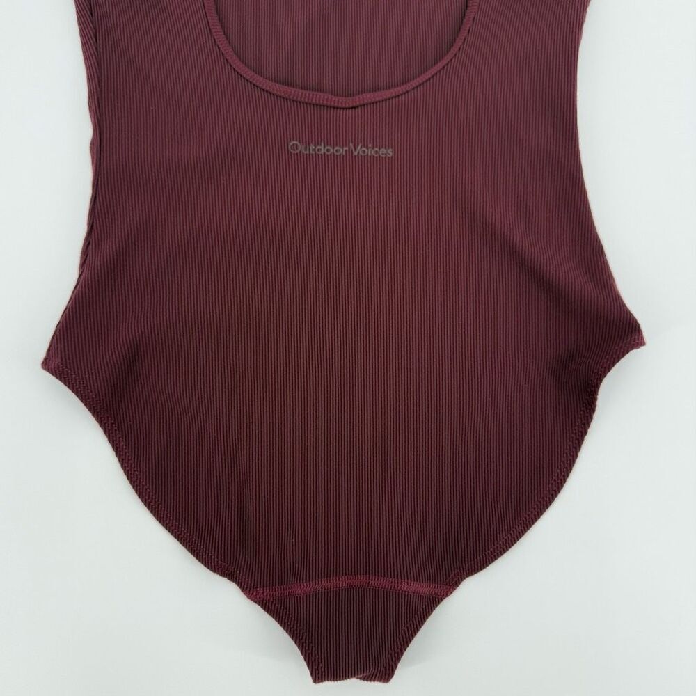 Outdoor Voices Superform Rib‎ Leotard Bodysuit Top Shiraz Burgundy Women Small - Picture 6 of 11
